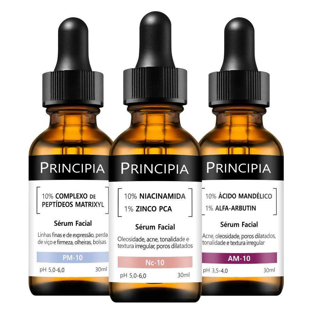 Kit 3 Séruns Principia Niacinamida + Mandélico + Peptídeos Matrixyl - Beauty