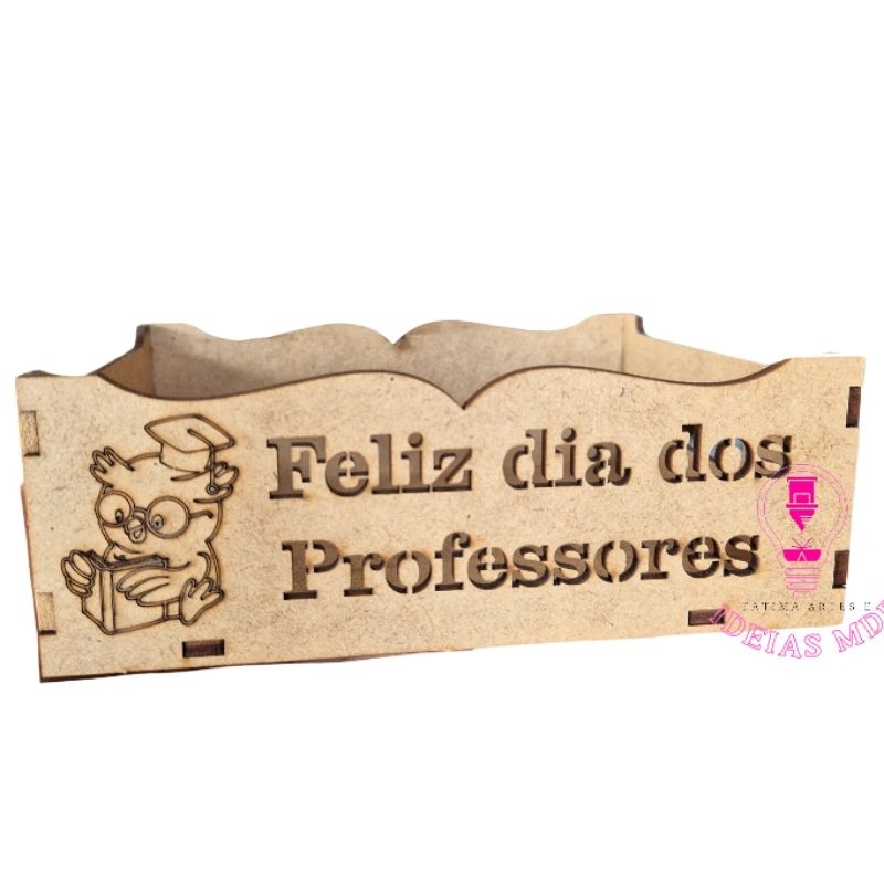 5 Bandeja mini Feliz dia dos Professores cesta de MDF, com frase decorativa