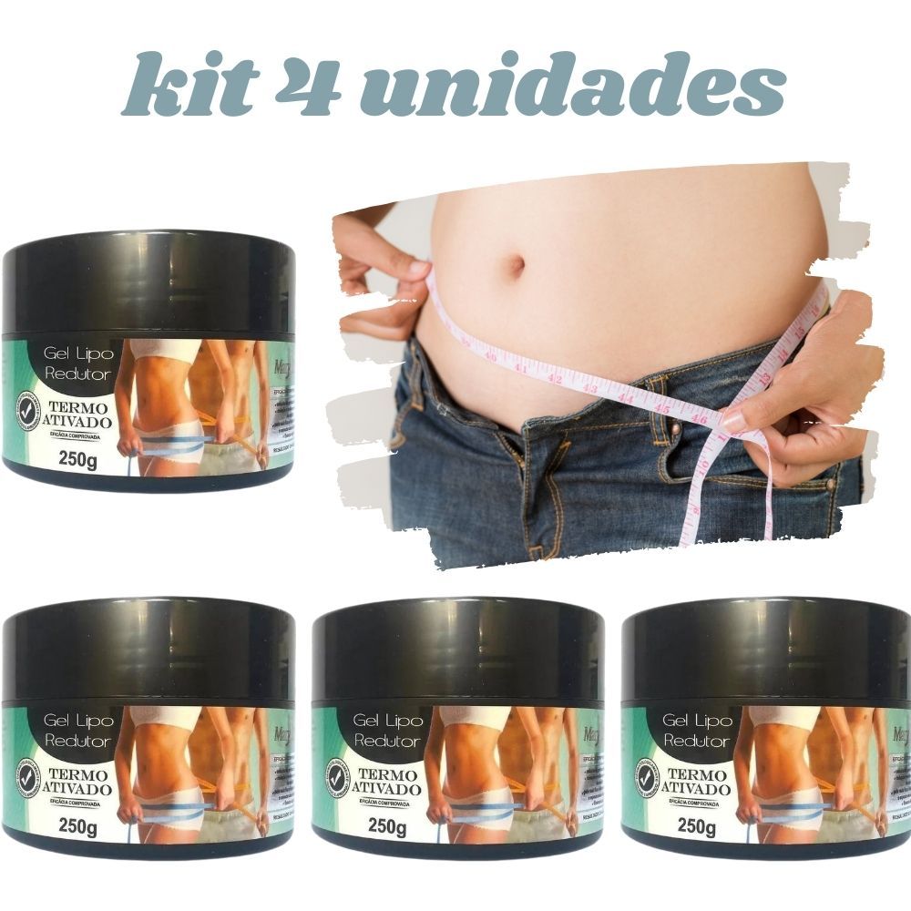 Combo 4 Gel Lipo Combate Celulite Com Ingredientes Naturais