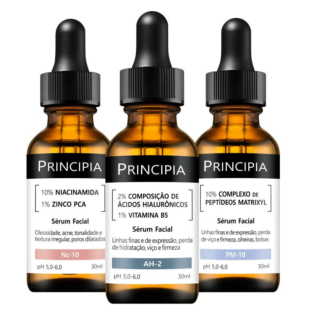 Kit 3 Séruns Principia Niacinamida + Hialurônico + Peptídeos - Beauty