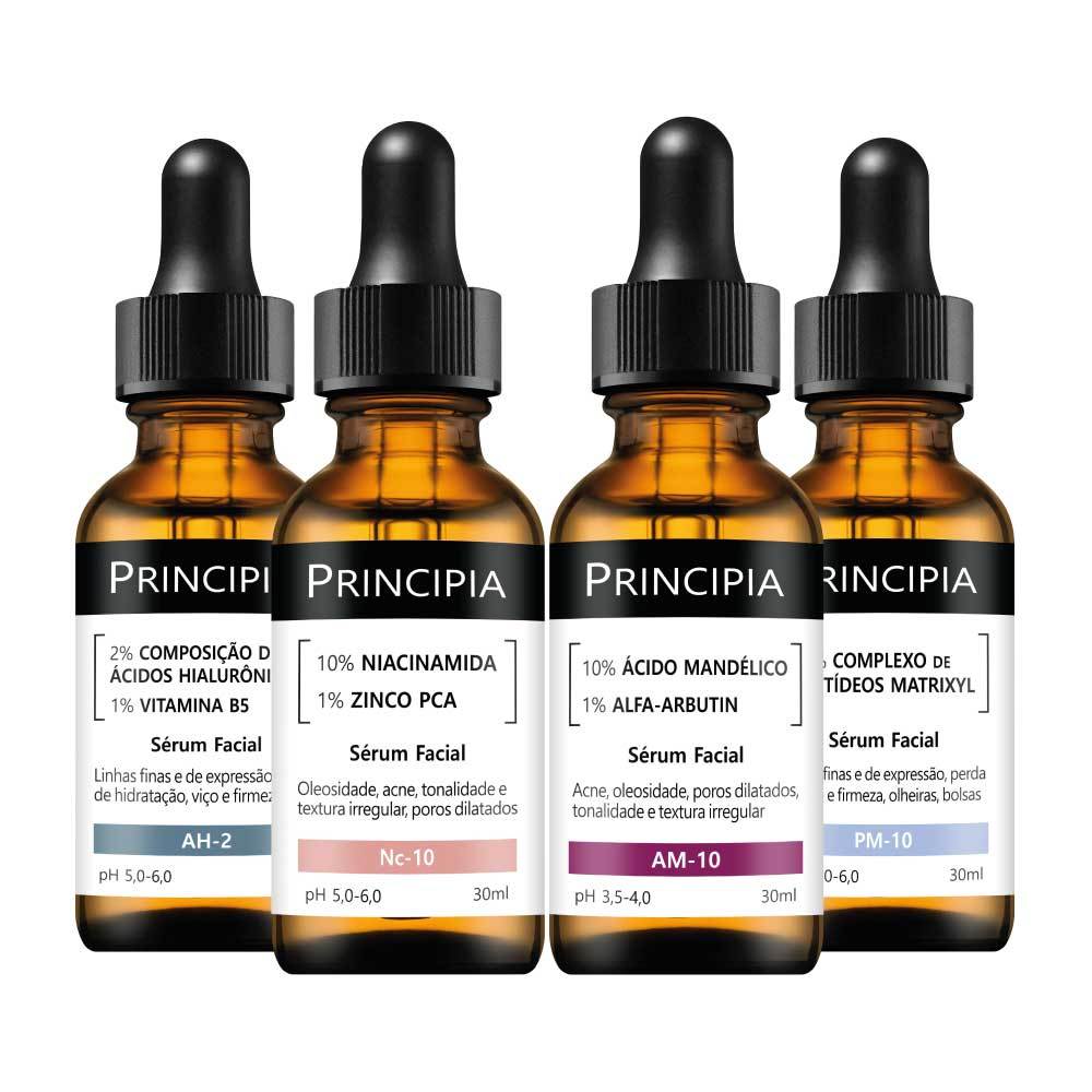 Kit 4 Séruns Principia Niacinamida + Hialurônicos + Peptídeos + Mandélico