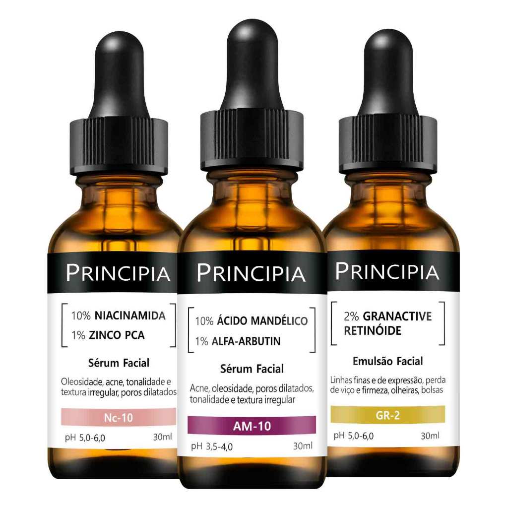 Kit 3 Séruns Principia Niacinamida + Mandélico + Retinóide - Beauty