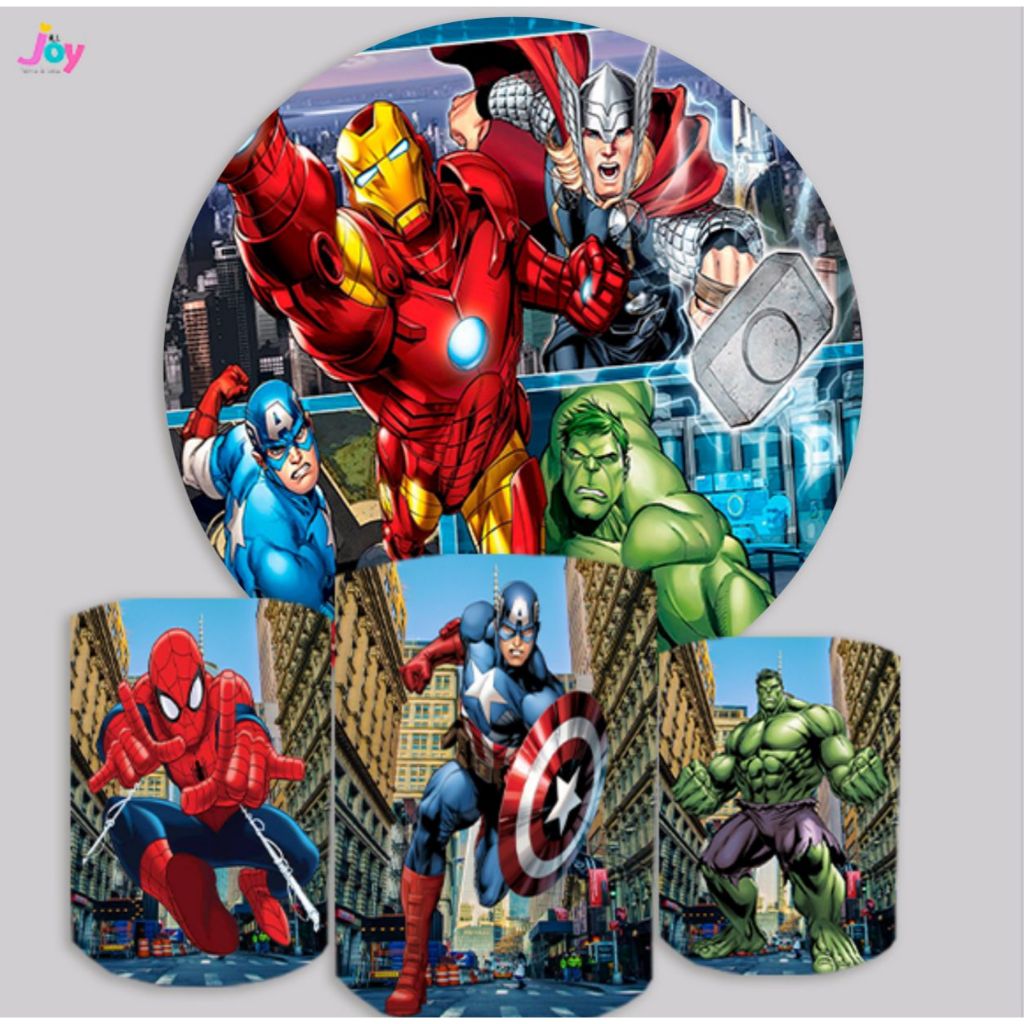 Kit Trio Capas Cilindro + Painel Vingadores Thor Homem de Ferro