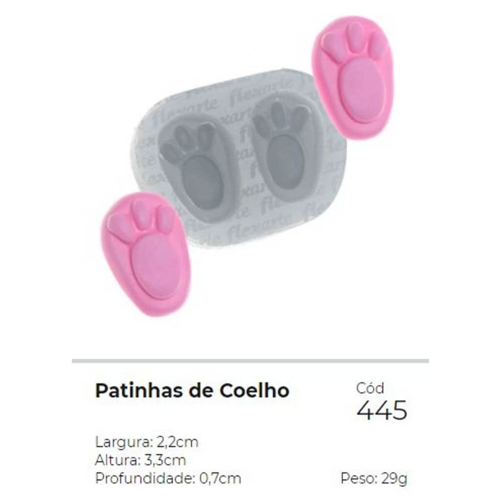 Forma Molde de Silicone Patinhas de Coelho Flexarte Páscoa Chocolate