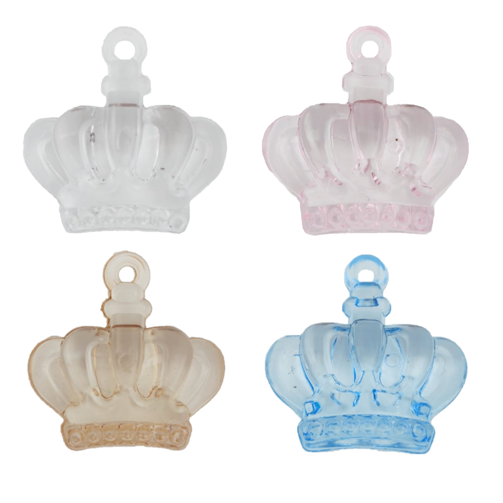 kit 25 Pingentes Coroa Cristal 3cm 👑 Adorno para Lembrancinha Mimos Princesa Chaveiro Miçanga Decoração Festas