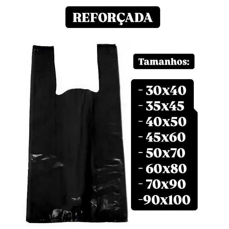 SACOLA PLÁSTICA ALÇA CAMISETA - REFORÇADA - 1KG/5KG - DIVERSAS MEDIDAS  -  QUALIDADE