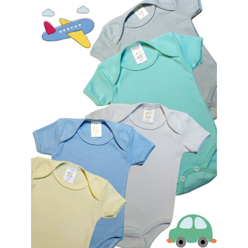 Body de Bebê Manga Curta Kit C/ 12 Peças - Kit Menina, Menino e Neutro