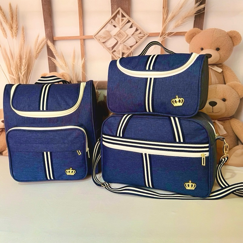 Kit Classic Marinheiro Bolsas Maternidade 03 peças Mochila Bolsa saída e Necessaire