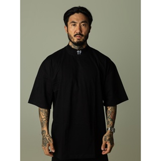 Camiseta Oversized Gola Alta Preto TP em Oferta na Shopee
