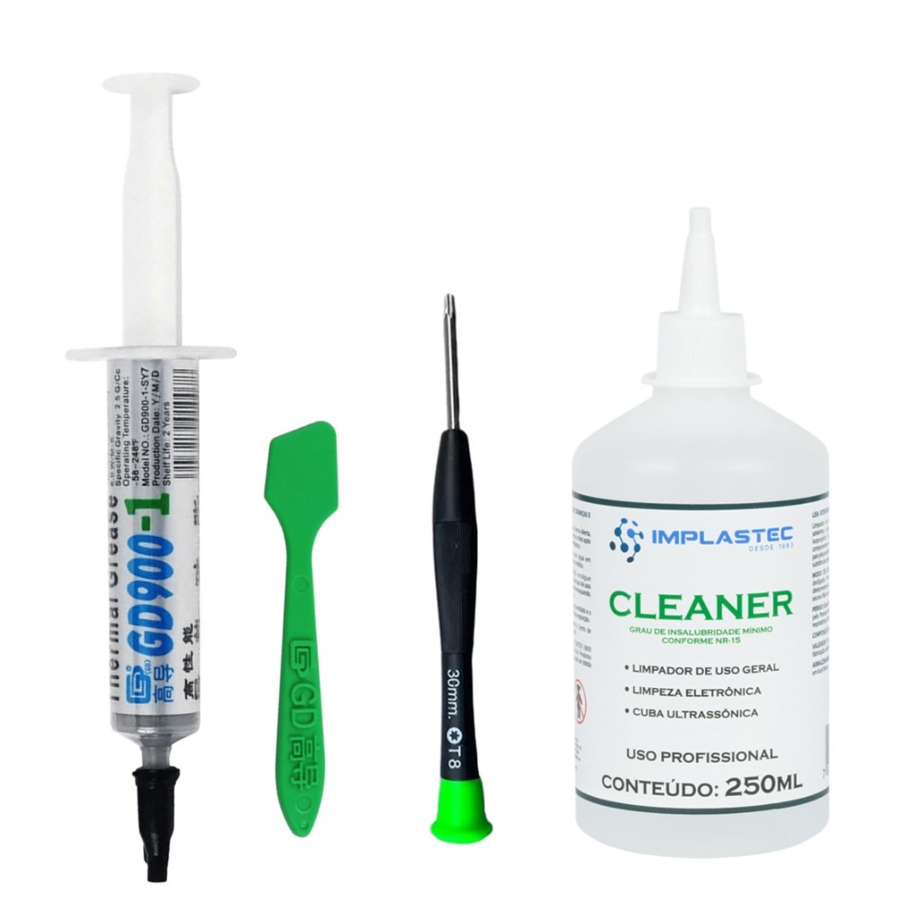 Kit Pasta Térmica Gd900-1 c/ Espátula + Chave Torx T8 + Cleaner 250ml - Resfriamento PC, XBOX, Playstation 3 4 5