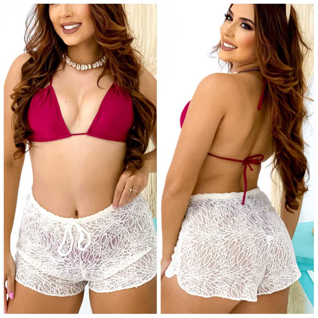 Short Saída de Praia Renda P/M/G Moda Praia Piscina Para usar com Maiô ou Biquíni