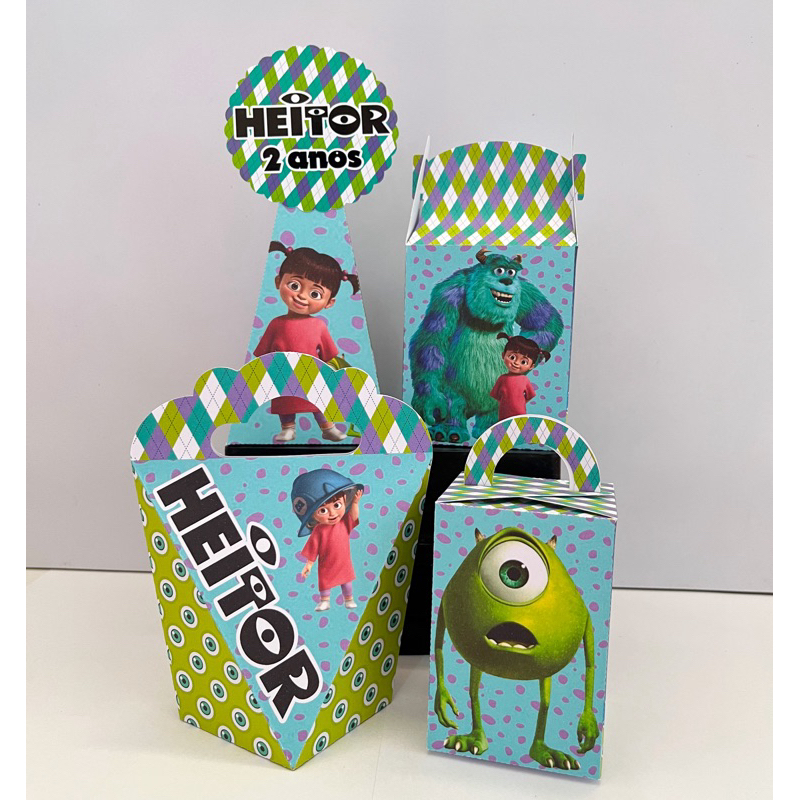 Kit Pegue e Monte Monstros SA - kit festa - lembrancinha - aniversario - caixinhas personalizadas - festa infantil