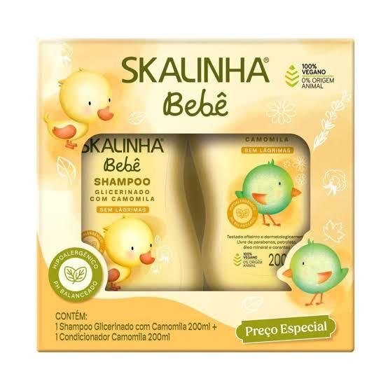 Kit Shampoo 200ml + Condicionador 200ml Skalinha Bebê Glicerinado c/ Camomila