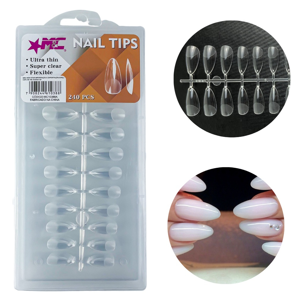 Unhas Soft Gel Medium Almond Amendoada quadrada bailarina Stiletto