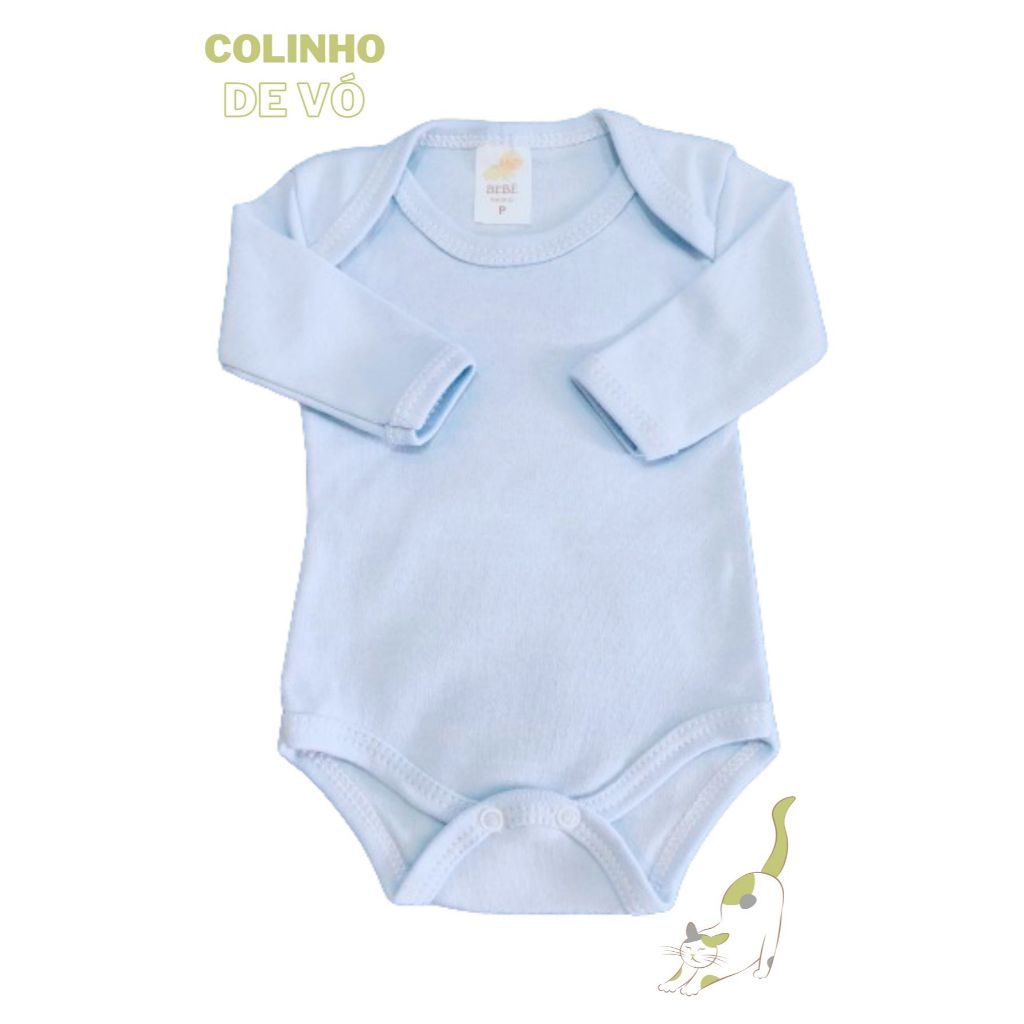 Body Bebê Manga Longa kIT C/ 5 Bodies 100% Algodão- Envio Imediato do Brasil