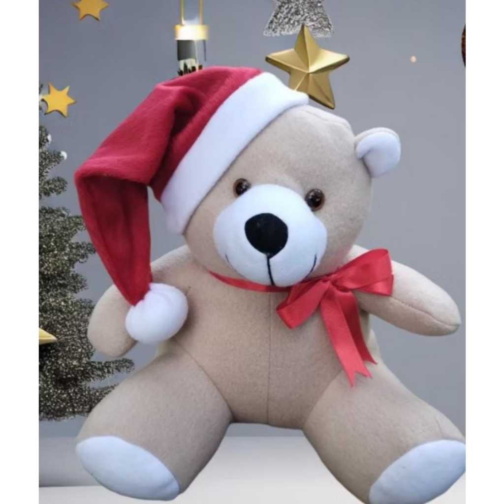 URSO DE NATAL COM GORRO/PELUCIA DE NATAL COM 25 CM