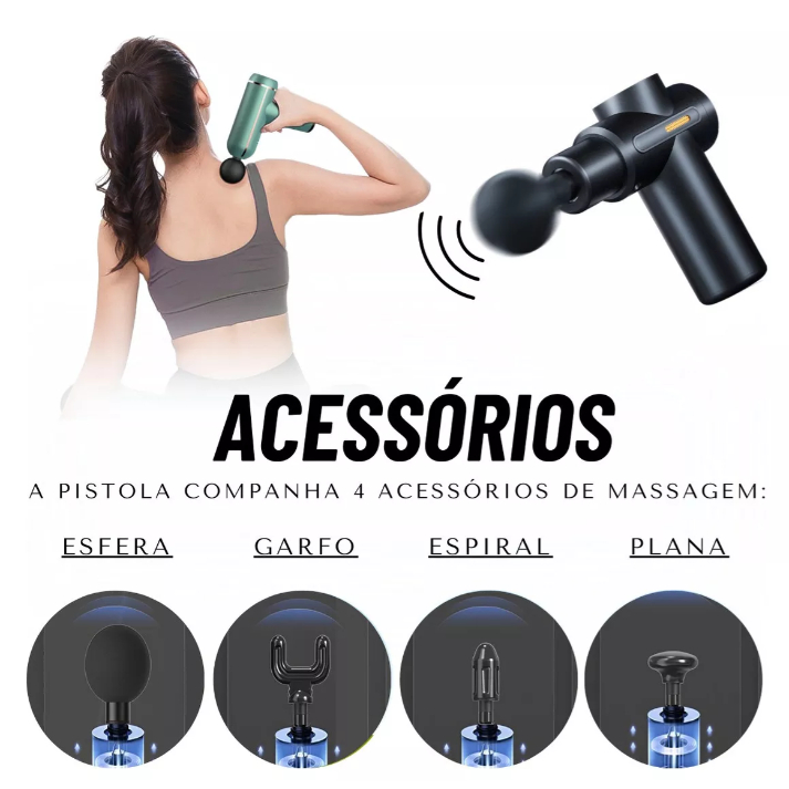 Massageador Elétrico Alta Frequência Profissional Muscular Massagem 6 Velocidades 2000mAh Promoção