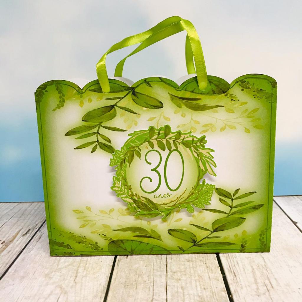 Sacolinha de lembrancinha 30 anos aniversario verde menta - lembrancinha de luxo personalizada