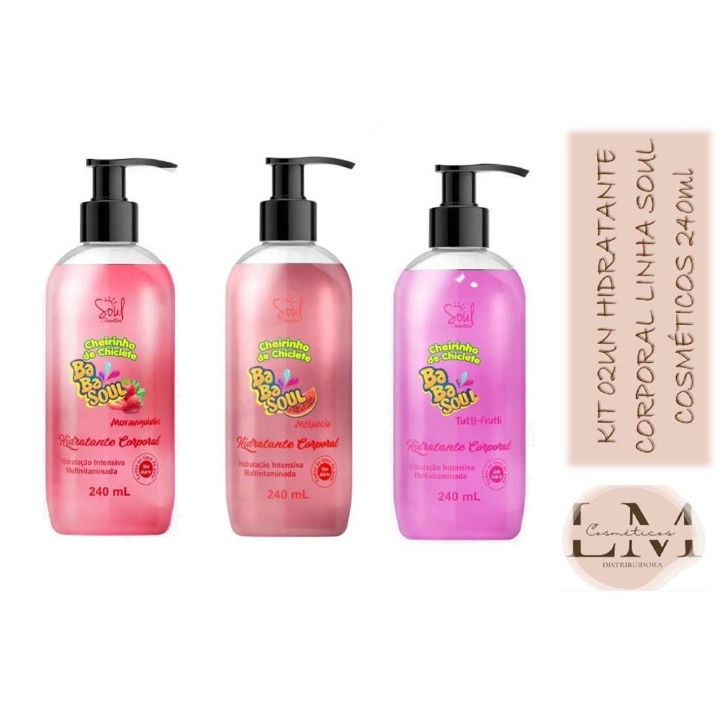Kit 02un Hidratante Corporal BabaSoul Soul Cosméticos 240ml (Escolha a Fragrância)