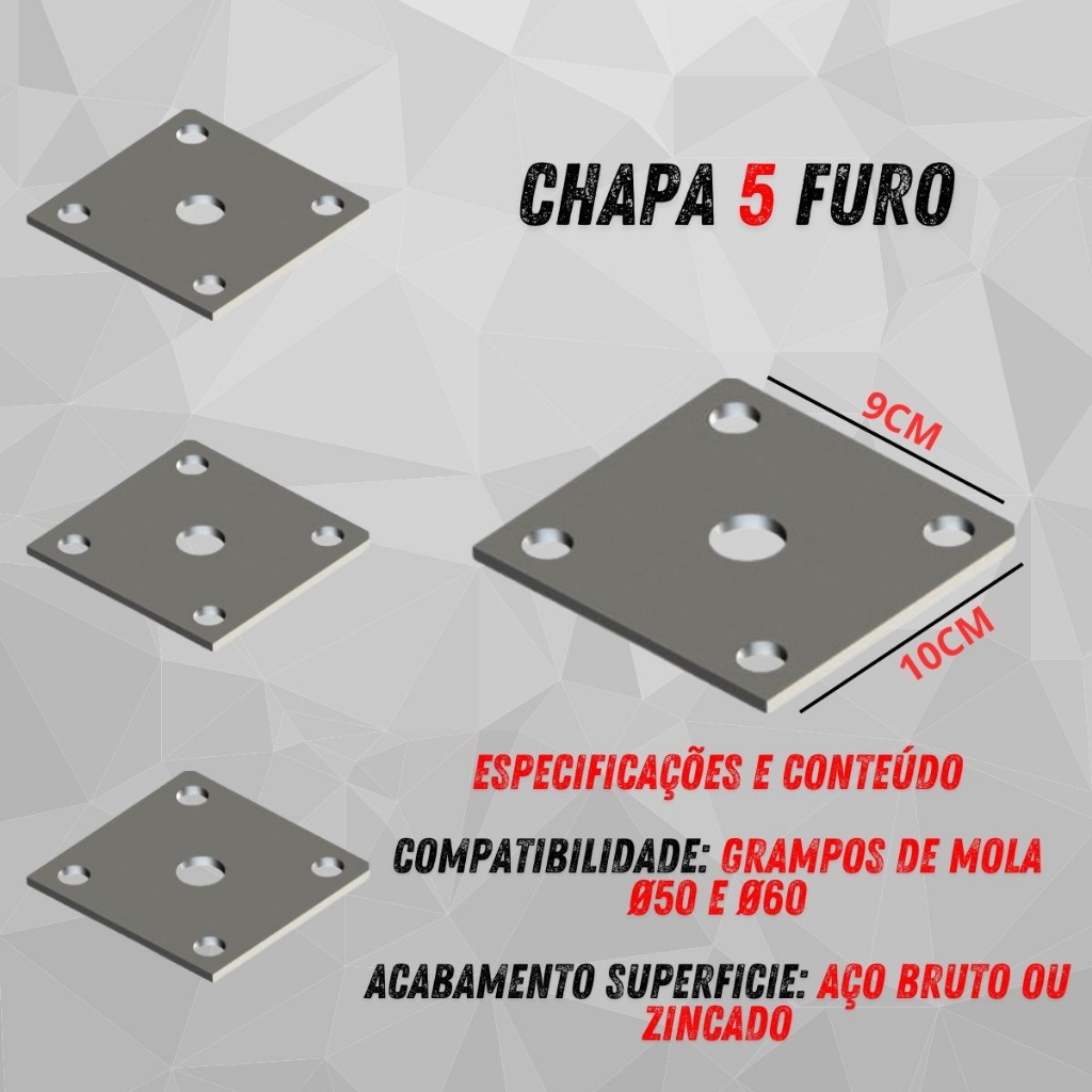 Chapa 5 Furos Carretinha Reboque Trailers Bau Suspensão feixe mola