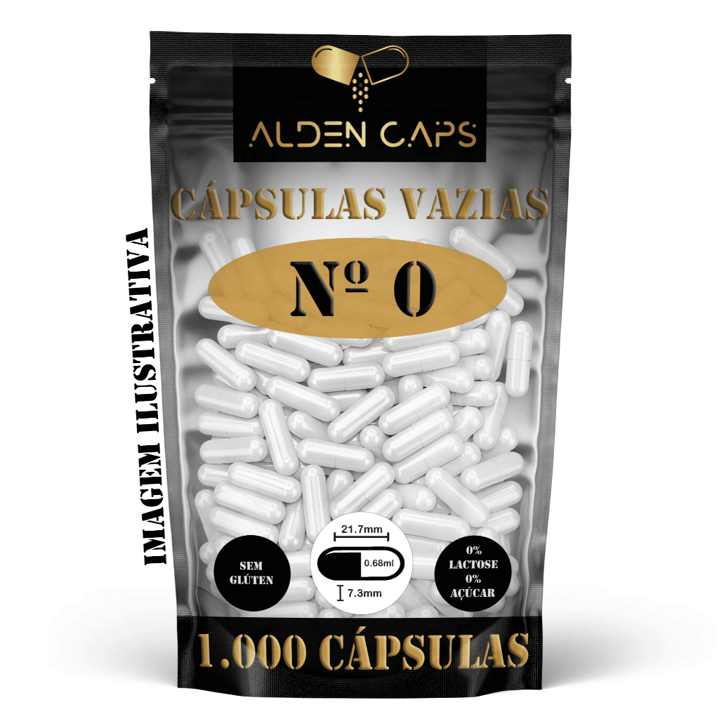 1.000 Cápsulas Vazias de Gelatina Branca Nº 0 (500mg)