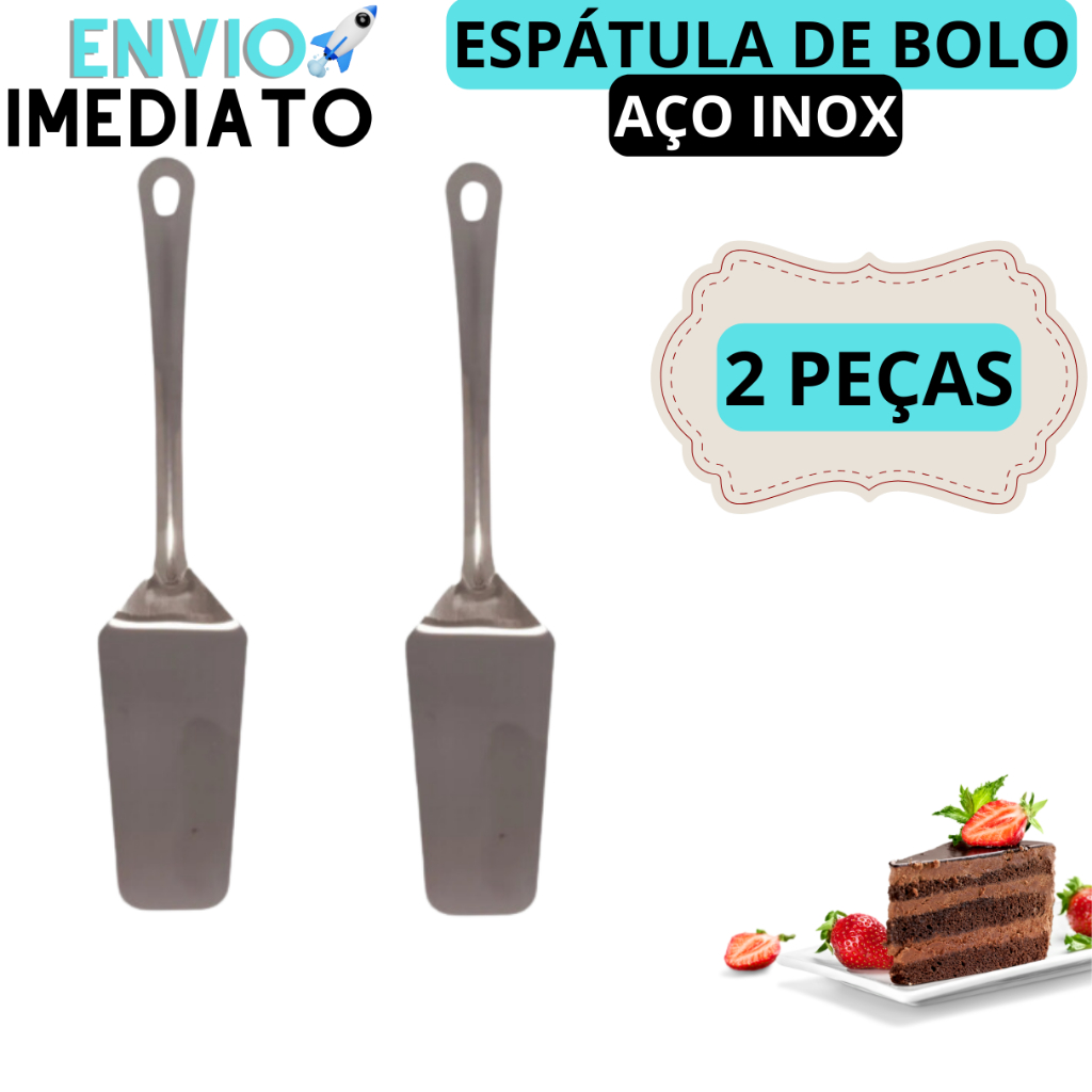 KIT 2 Espátula Para Cortar Bolo Torta Pães Pudim Pá de Servir Pizza Fatiador de Bolos Espátula de Fatiar Aço Inox 27 CM