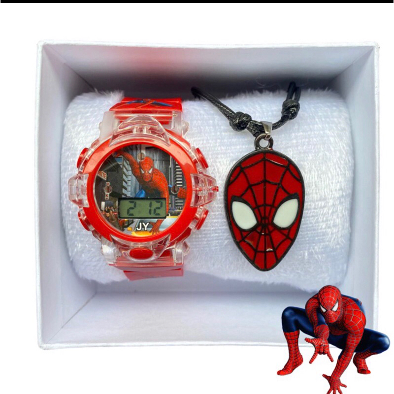 Kit de Relogio Infantil Menino Aranha Vingadores toca música e acende Luz