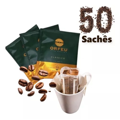 Kit 50 Sachês Drip Coffe Café brasileiro + premiado do munfo Orfeu praticidade no dia dia trabalho em Oferta na Shopee