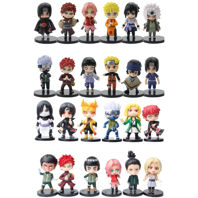 24 Pçs/Conjunto Anime Naruto Shippuden Action Figure Boneca Akatsuki Figura Q Versão Figuras De PVC Boneco De Brinquedos