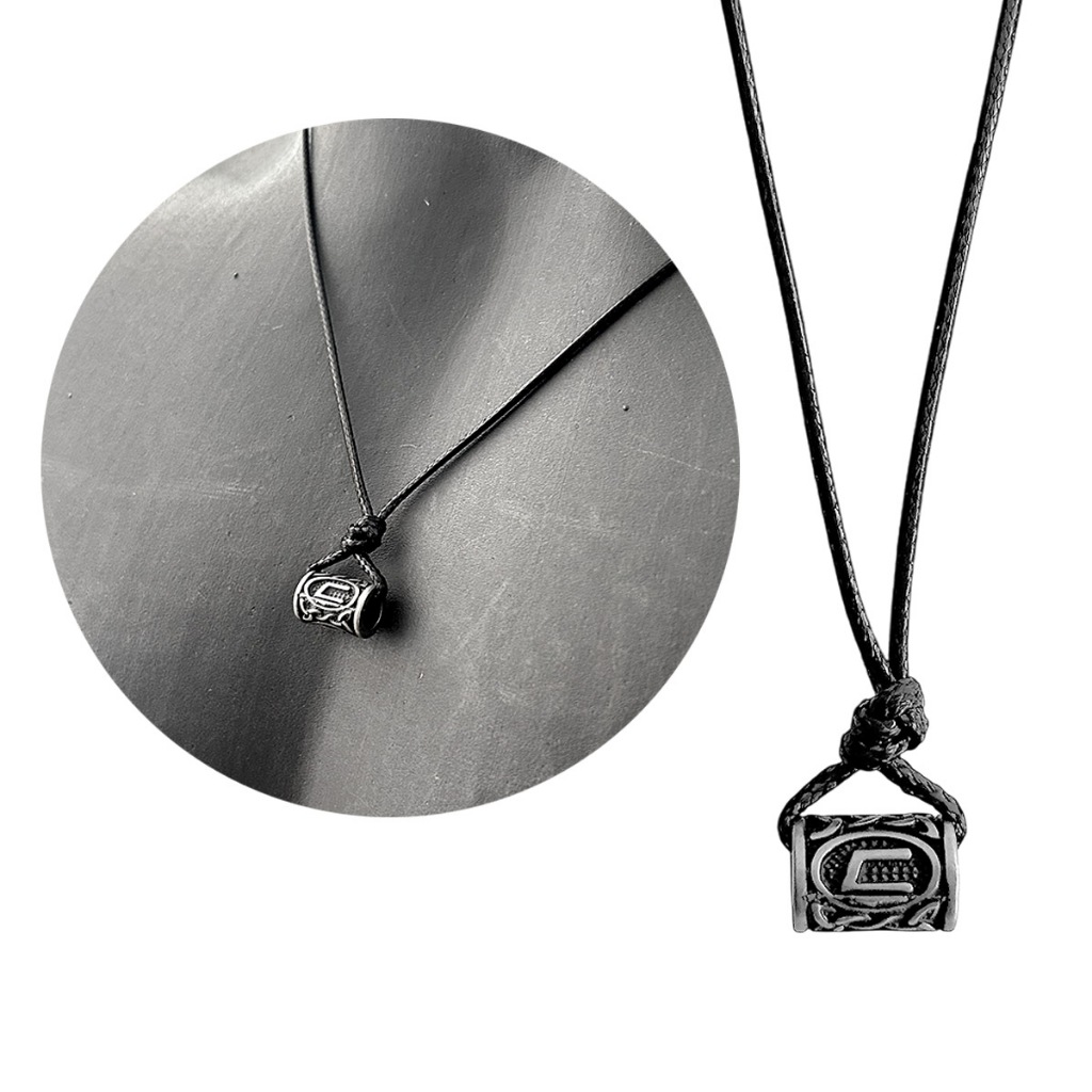 Colar Viking Runa Couro Cordão Mjolnir Cord Hommer Odin Aço Inox