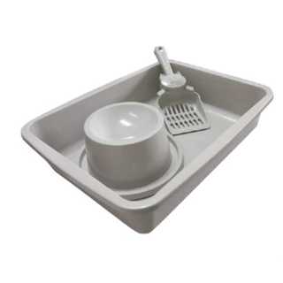KIT BANDEJA CAIXA DE AREIA PARA GATOS CAT C/ PAZINHA + COMEDOURO POSTURA CORRETA em Oferta na Shopee
