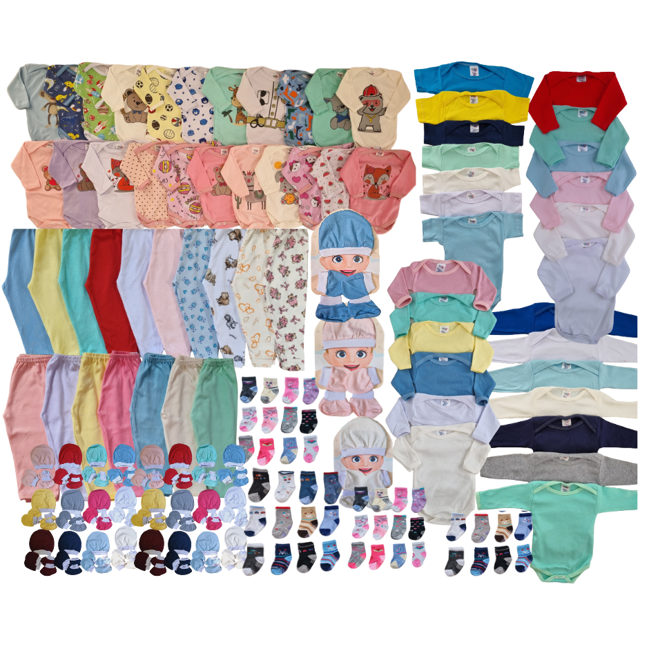 Kit 36 Peças Maternidade enxoval Bebê  - body mijão touca  meia luva  menino/ menina/ neutro