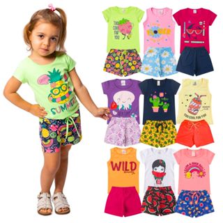 Roupa Infantil Menina Kit 6 Peças Verão 1 ao 16 Conjunto Feminino Criança Pronta Entrega