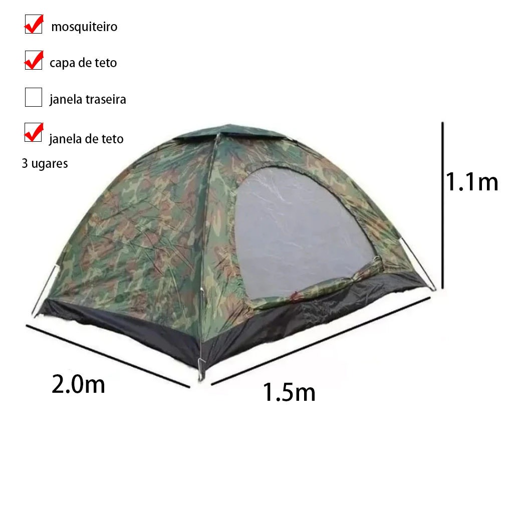 Barraca camping 3 lugares pessoas promoção adulto barraca de acampamento camuflada tenda menor preço