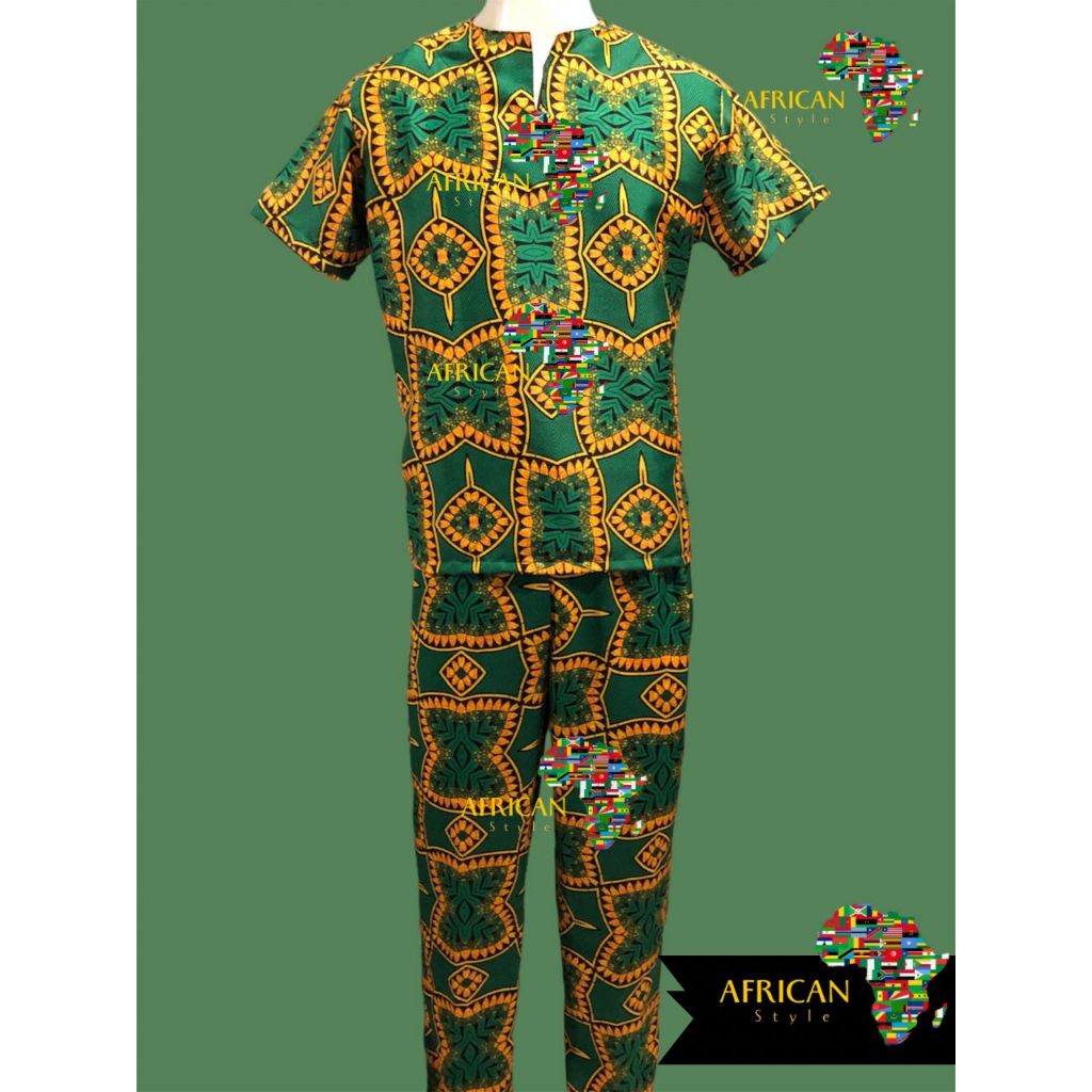 Conjunto Roupa Umbanda/Candomblé Ankara Estampado Africano Masculino em Oferta na Shopee
