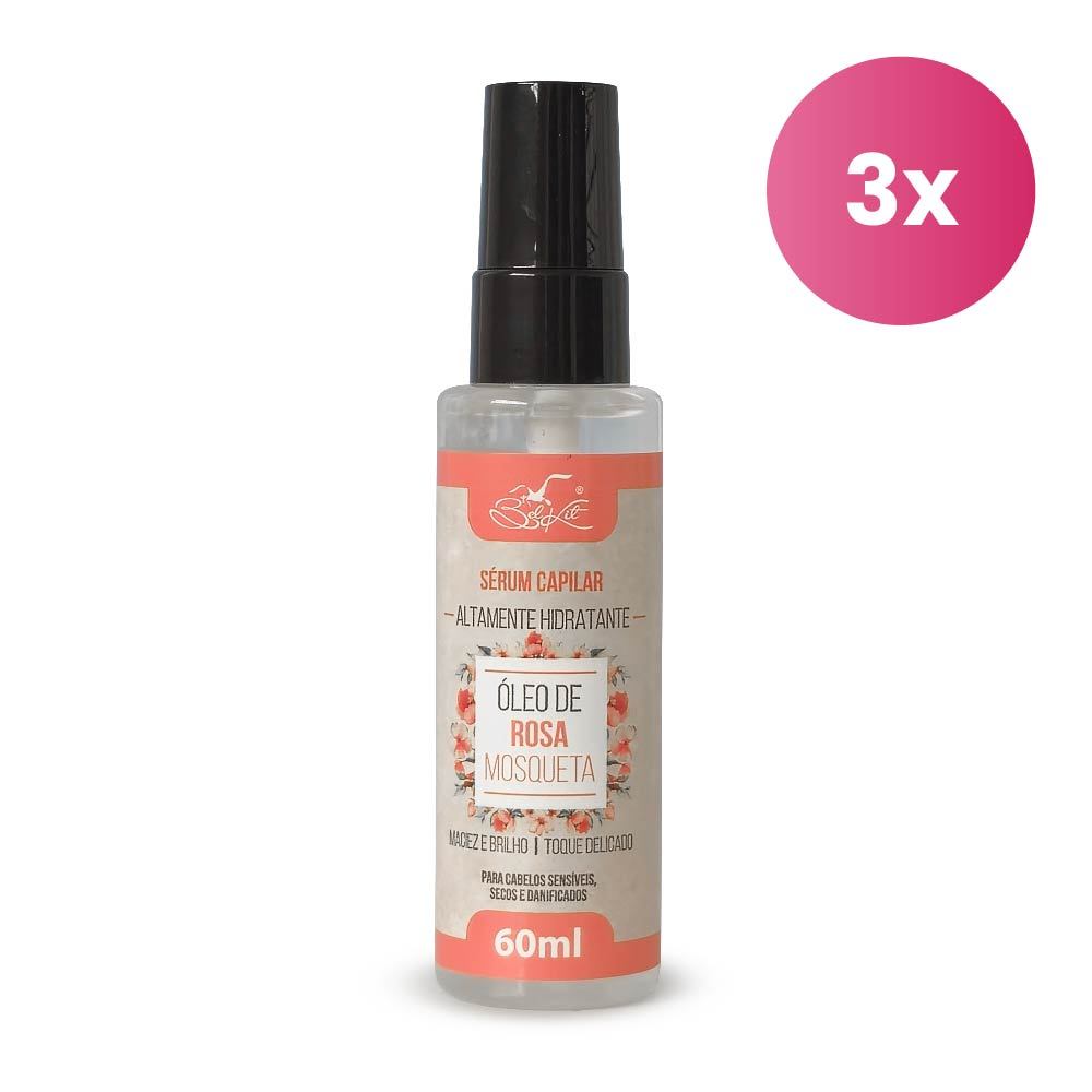 Kit 3 Sérum Capilar Óleo de Rosa Mosqueta 60ml Belkit