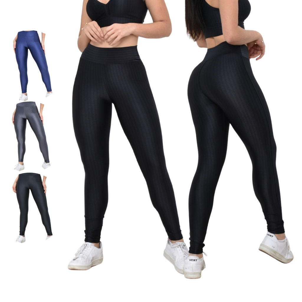 Calça Legging Cintura Alta Poliamida 3d Academia Luxo