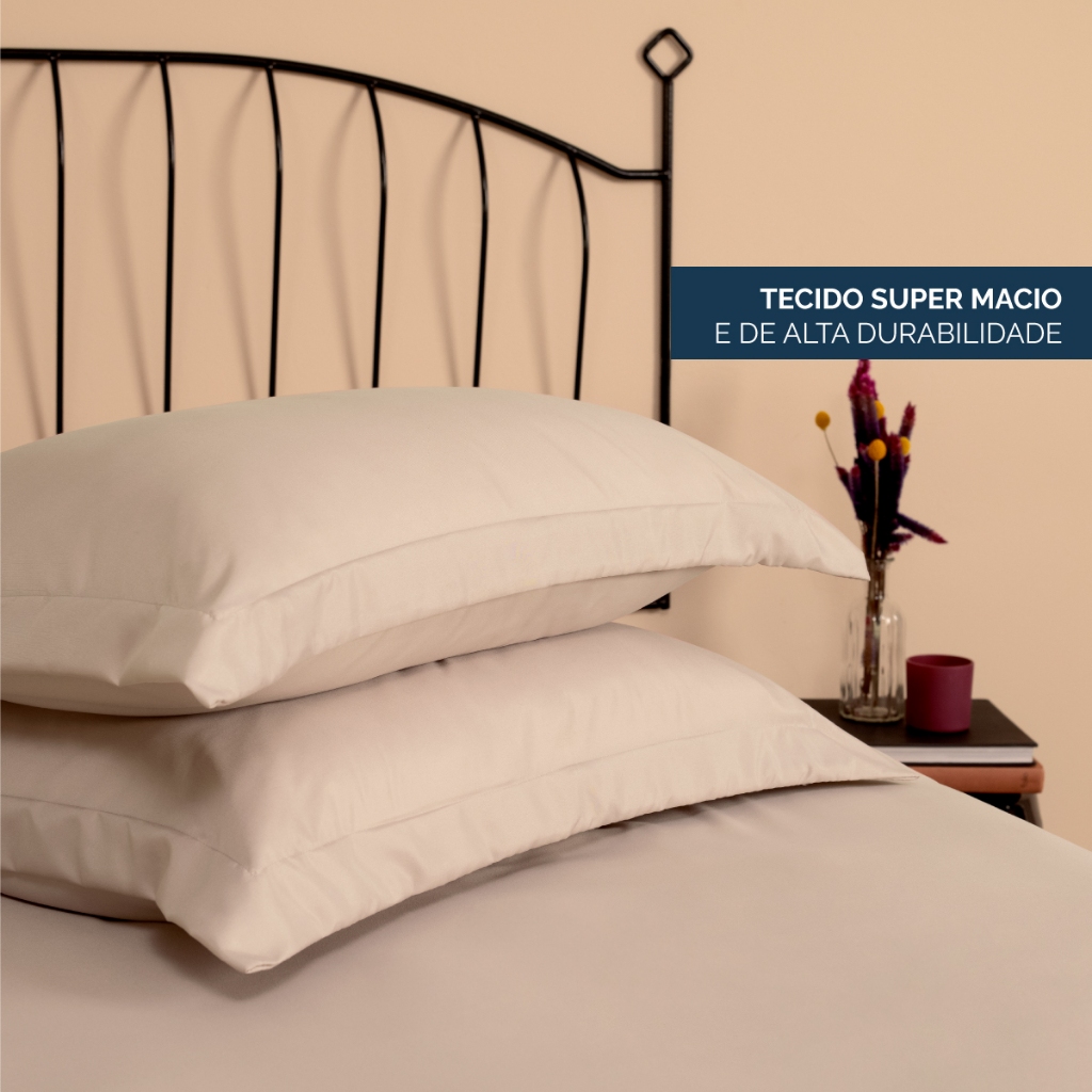 Kit 2 Fronhas 70x50 C/ Aba Americana Percal 300 Fios Par Ideal Decoração Quarto, Cama,Casal,Solteiro