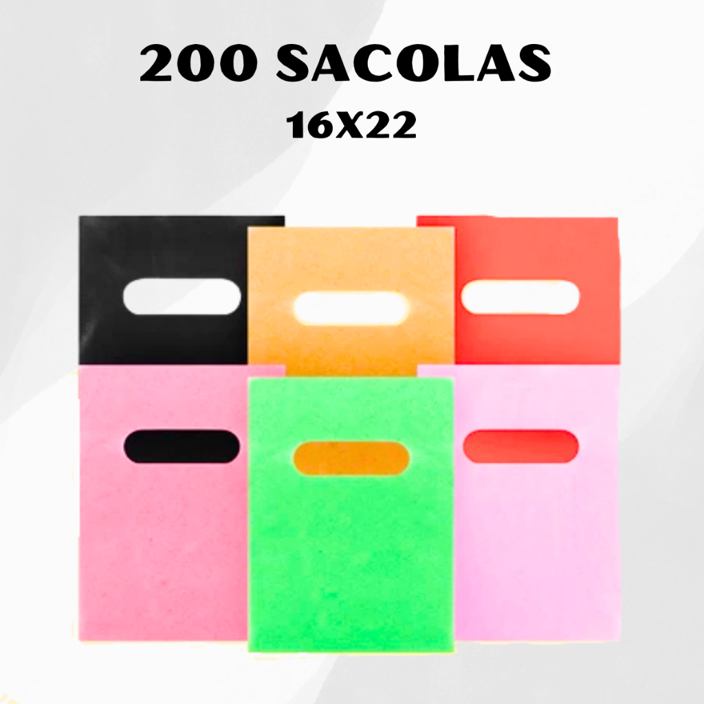 Kit 200 Un Sacolas Plásticas Boca Palhaço 16x22 Alça Vazada para bijuterias em Oferta na Shopee