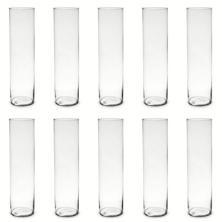 Kit C/ 10 Vasos Tubo De Vidro Transparente Cilindro 18x8cm em Oferta na Shopee