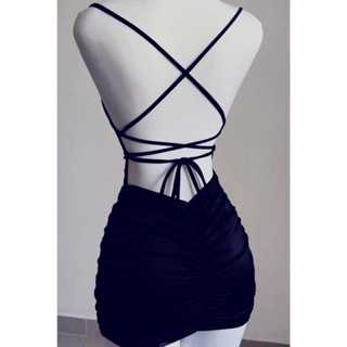 Vestido Curto  Franzido Nas Laterais Suplex Premium Trançado Nas Costas ( Kiara ) em Oferta na Shopee