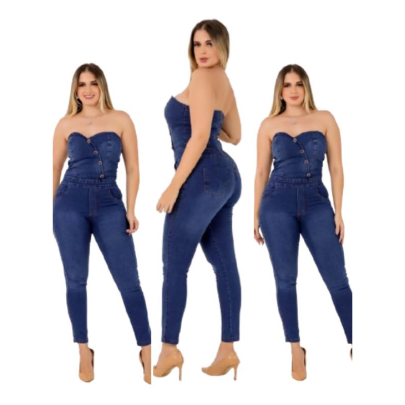 Macacão Tomaquecaia Jeans Feminino Estação Lycra