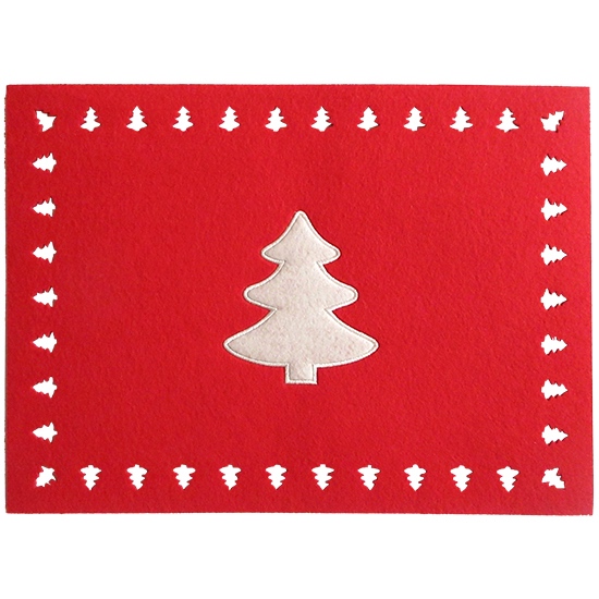 Souplast / Lugar Americano 40x30cm Feltro Bordado Árvore de Natal