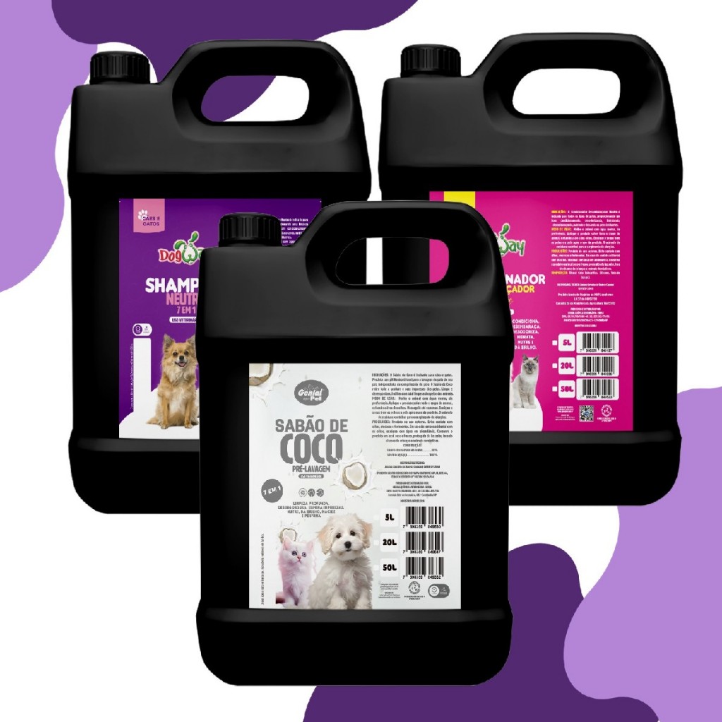 Kit Shampoo Neutro Pré Lavagem Coco Condicionador Desembaraçador Pra Cachorro Gato Banho E Tosa Cão- 5l em Oferta na Shopee