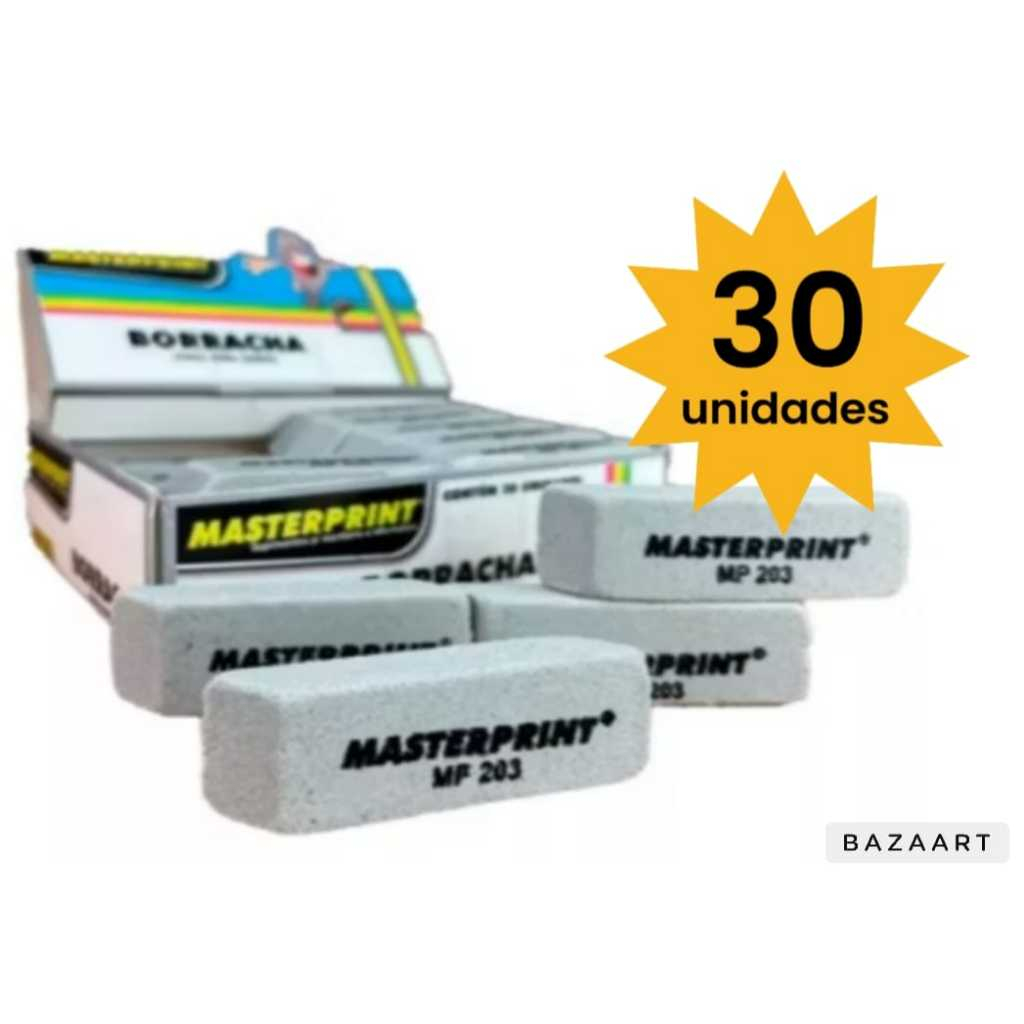 Caixa 30 Borracha Cinza Para Canetas Borracha Escolar Masterprint - Mp203 em Oferta na Shopee