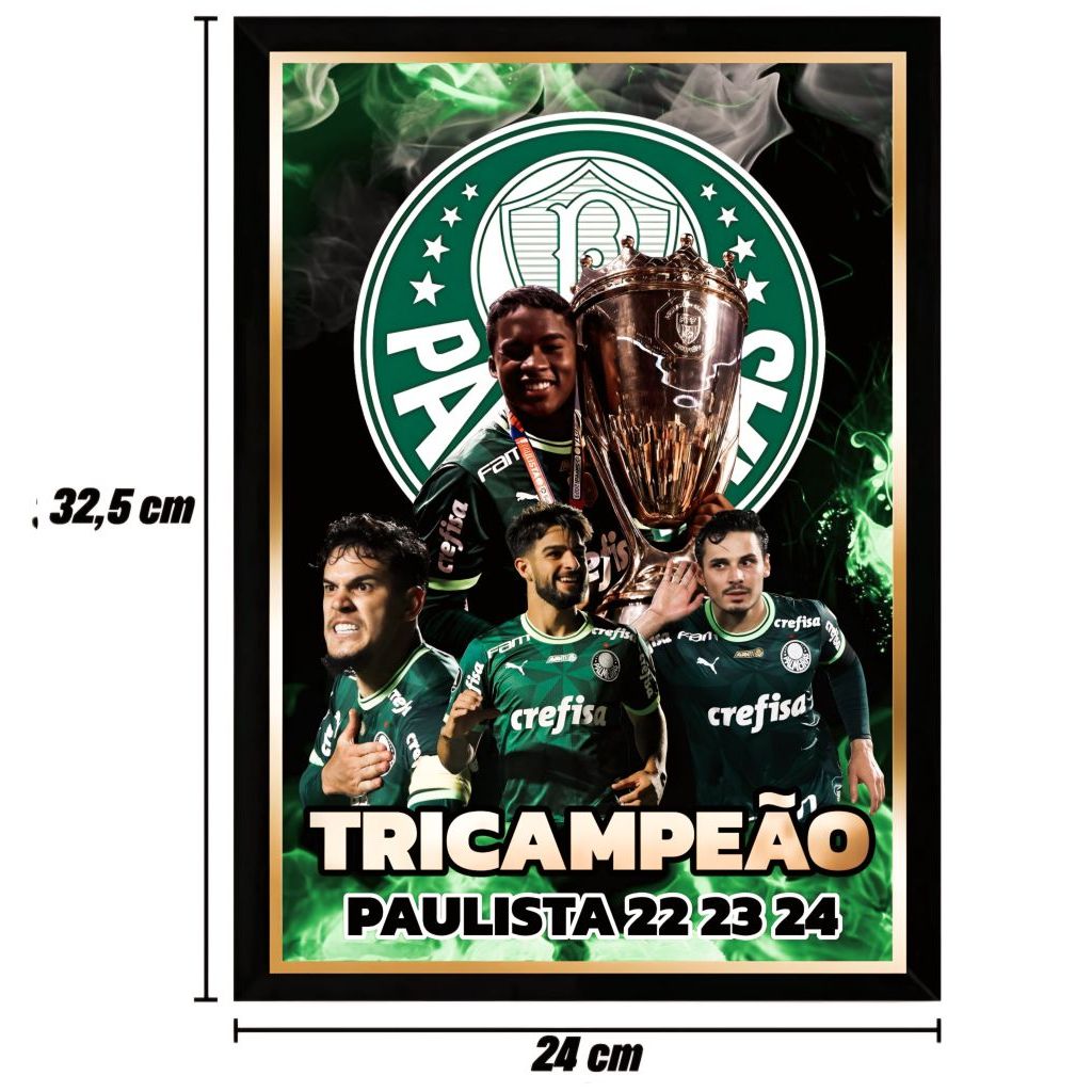 QUADRO DE PAREDE DO PALMEIRAS 32,5 X 24 CM CIM MOLDURA E ACETATO