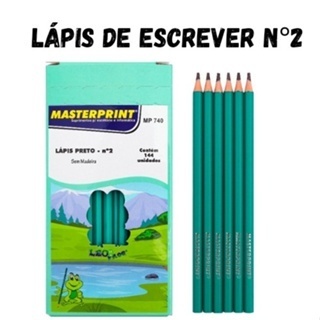 Detalhes do Kit 30 Lápis de Escrever Nº2 Preto + 30 Borracha Escolar  Ponteira Branca Masterprint