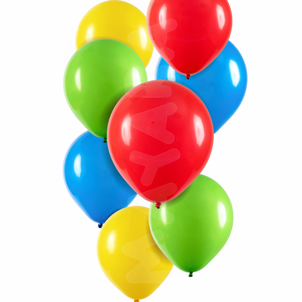 100 Balões - 8 Polegadas Bexigas 4 Cores Verde Amarelo Azul e Vermelho