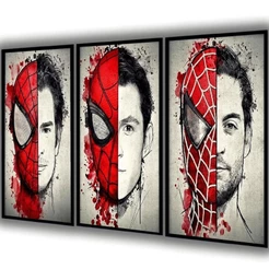 Quadros Decorativos os 3 Homems Aranhas Máscara 3 Peças Para Sala Quarto Escritório Decoração