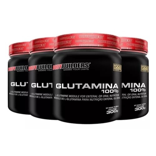Kit 4x L-Glutamina 300g - Bodybuilders - 100% Glutamina Pura